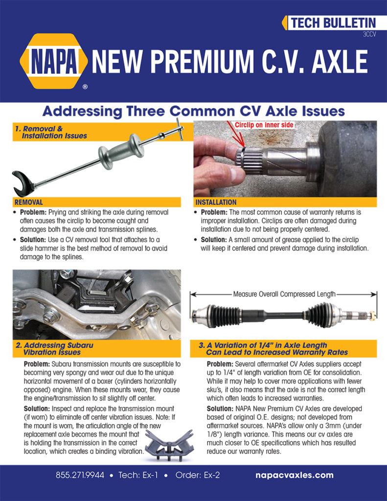 Addressing Three Common CV Axle Issues NAPA New Premium CV Axles