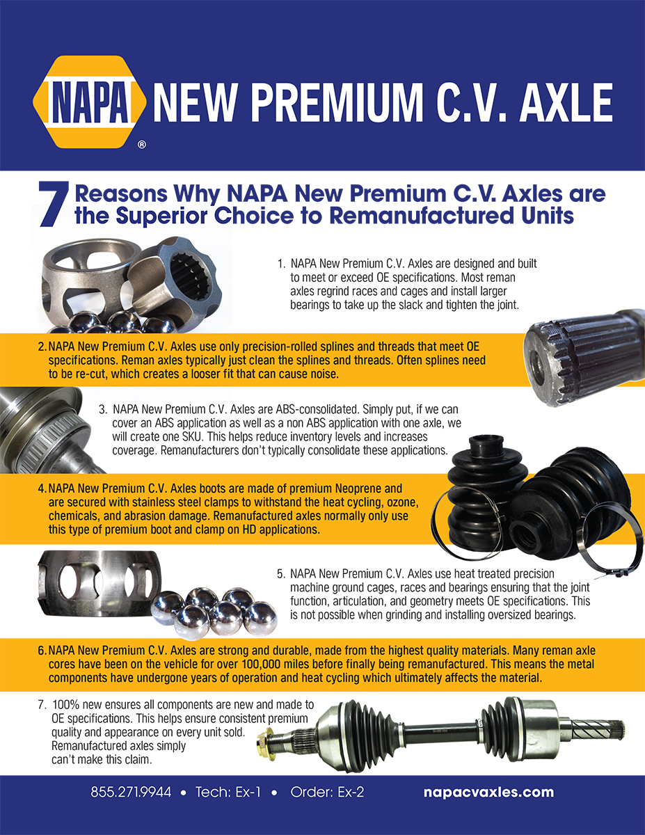 7 Reasons Why NAPA New Premium CV Axles are the Superior Choice to Remanufactured Units