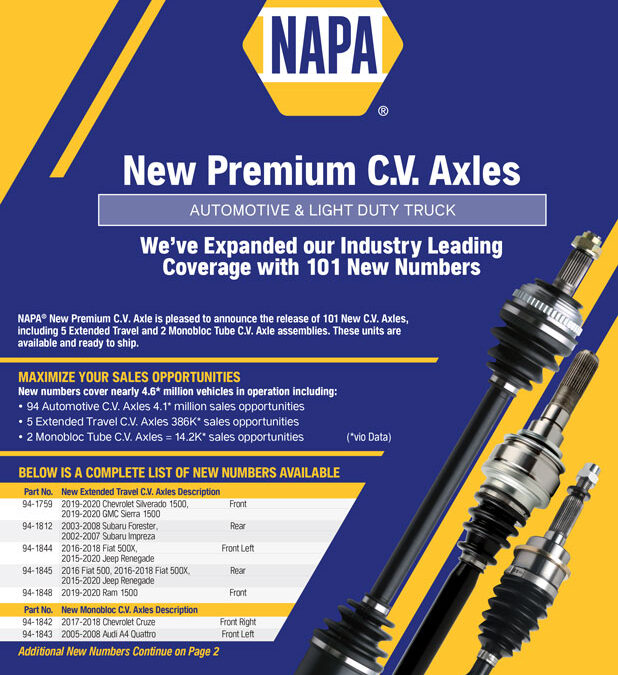 Expanding our Industry Leading C.V. Axle Coverage with 101 New Numbers
