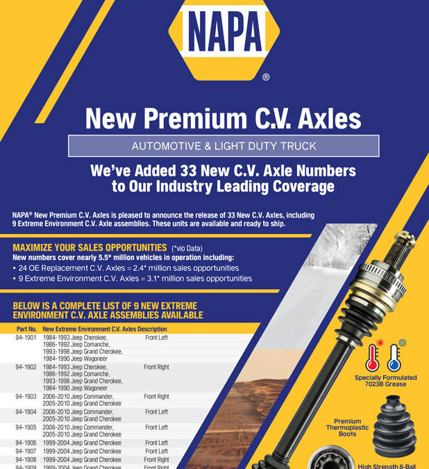 We’ve Added 33 New C.V. Axle Numbers to Our Industry Leading Coverage